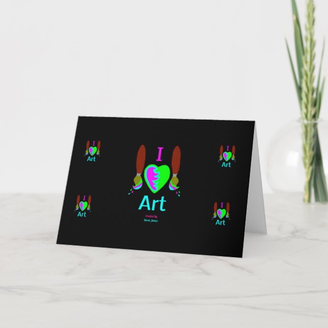 I Love Art Horizontal Greeting Card (Front)