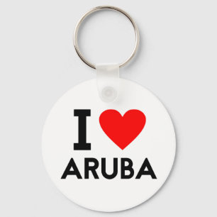 i love Aruba country nation heart symbol text Key Ring