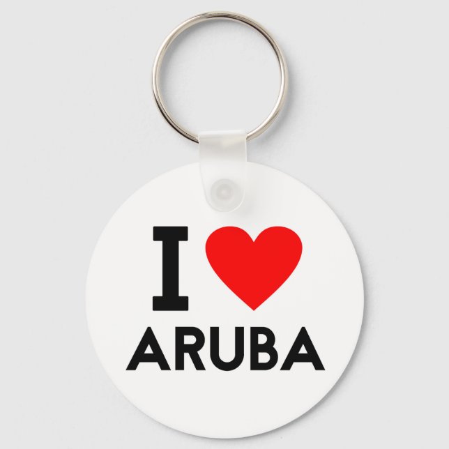 i love Aruba country nation heart symbol text Key Ring (Front)