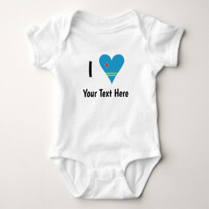 I Love (Aruba Heart Flag) Personalised Baby Bodysuit