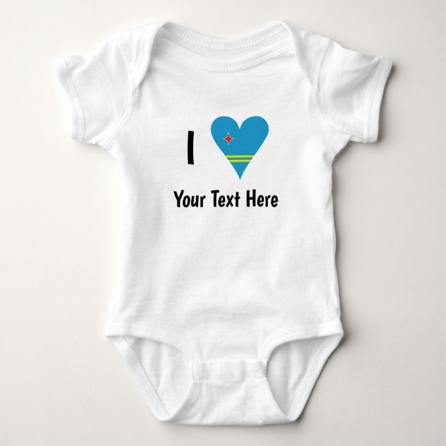 I Love (Aruba Heart Flag) Personalised  Baby Bodysuit (Front)