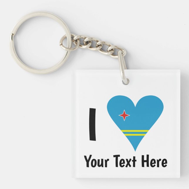 I Love (Aruba Heart Flag) Personalised  Key Ring (Front)