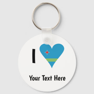 I Love (Aruba Heart Flag) Personalized Key Ring
