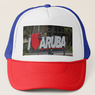 "I Love Aruba" sign, photography, Trucker Hat