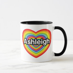 I love Ashleigh, rainbow heart Mug