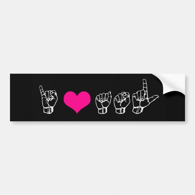 I Love ASL (American Sign Language) Bumper Sticker (Front)