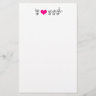 I Love ASL (American Sign Language) Stationery