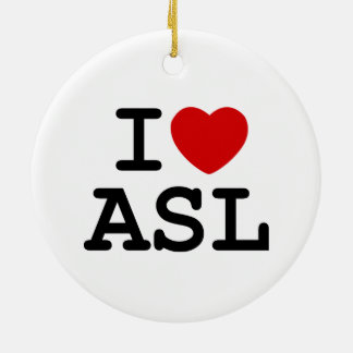 I Love ASL Ceramic Tree Decoration