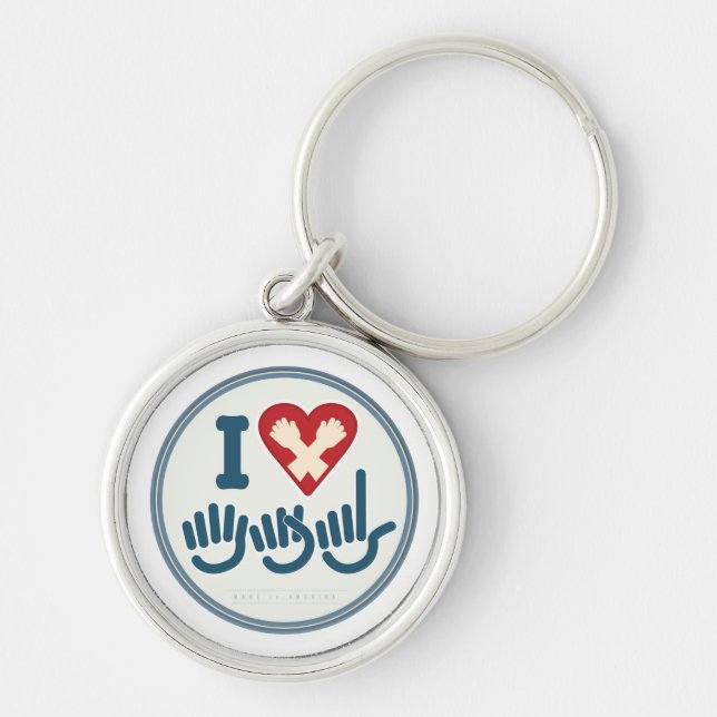 I Love ASL. Key Ring (Front)