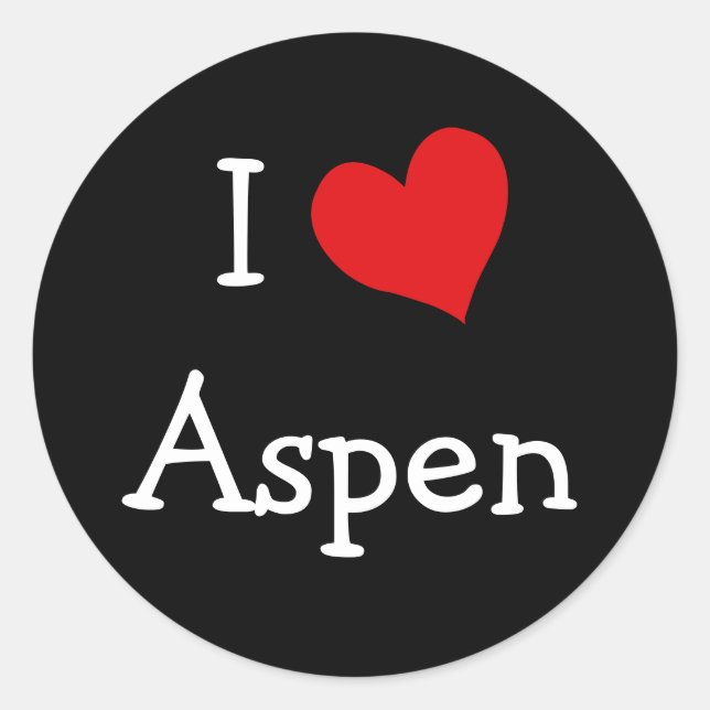 I Love Aspen Classic Round Sticker (Front)