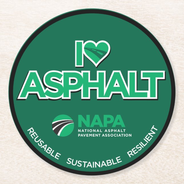 I Love Asphalt Bar-Style Paper Coasters (Front)