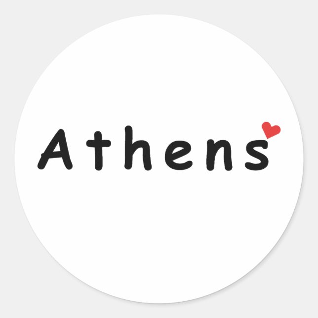 I love Athens Greece Classic Round Sticker (Front)