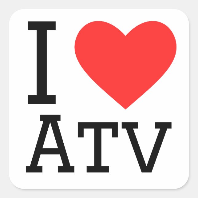 I love atv square sticker (Front)
