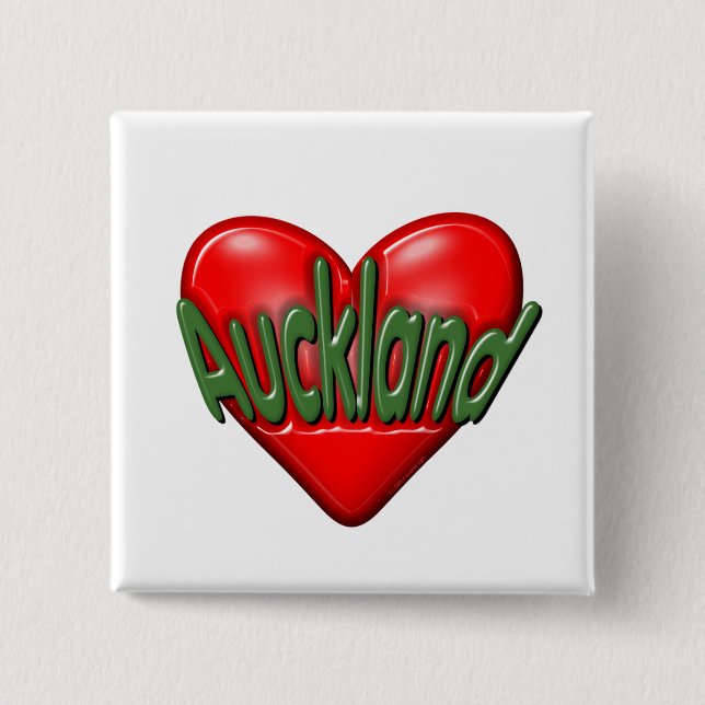 I Love Auckland 15 Cm Square Badge (Front)