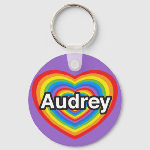 I love Audrey. I love you Audrey. Heart Key Ring