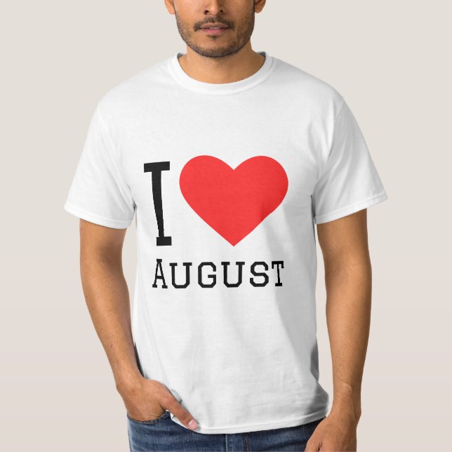 I love august square sticker T-Shirt (Front)