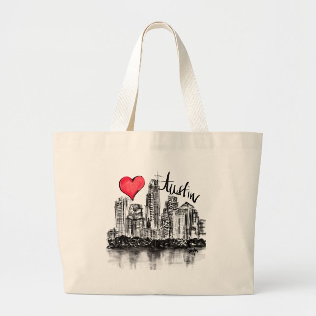 I love Austin Large Tote Bag (Front)