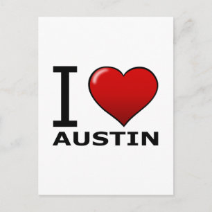 I LOVE AUSTIN,TX - TEXAS POSTCARD