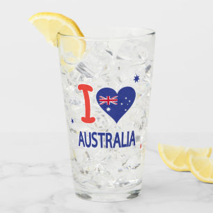 "I LOVE AUSTRALIA" Australia Day 26th January Glass