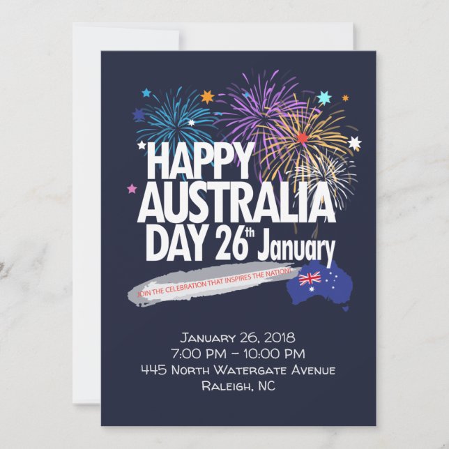 "I LOVE AUSTRALIA" Australia Day 26th January Invitation (Front)