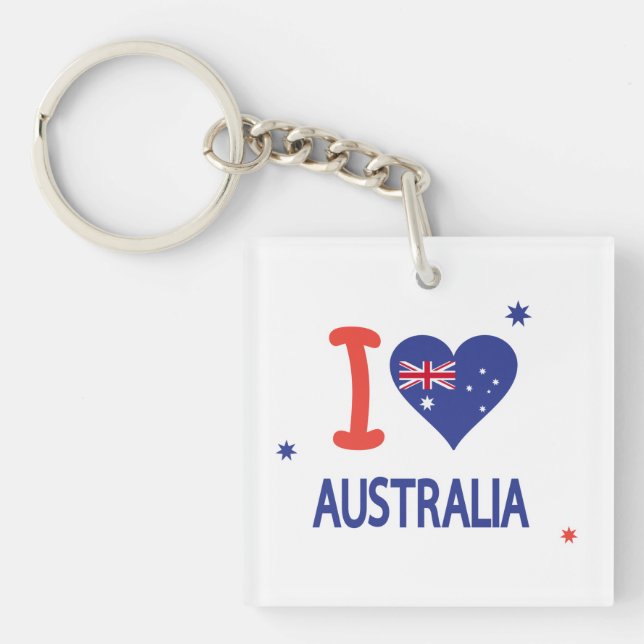 "I LOVE AUSTRALIA" Australia Day 26th January Key Ring (Front)