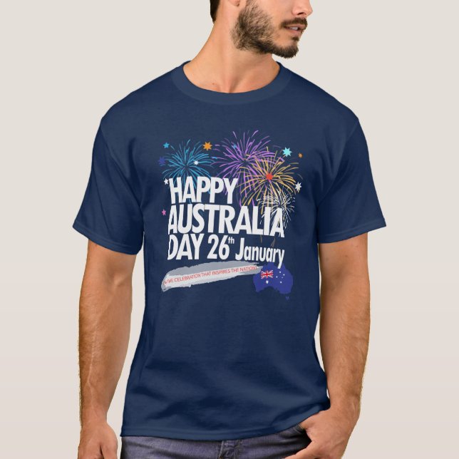 I LOVE AUSTRALIA Happy Australia Day  26th January T-Shirt (Front)