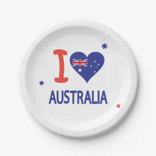 I LOVE AUSTRALIA Happy Australia Day Paper Plate