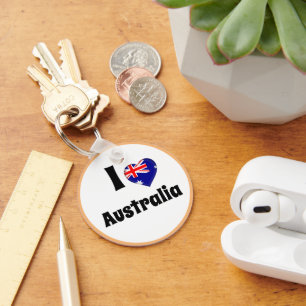 I love Australia & Heart - country, travel /sports Key Ring
