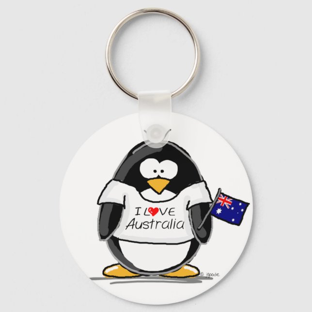 I Love Australia Penguin Key Ring (Front)