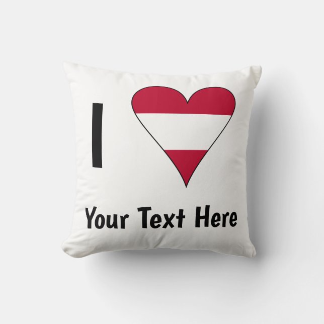 I Love (Austrian Flag Heart) Personalised  Cushion (Front)