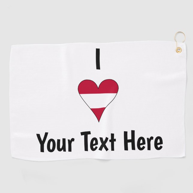 I Love (Austrian Flag Heart) Personalised  Golf Towel (Horizontal)