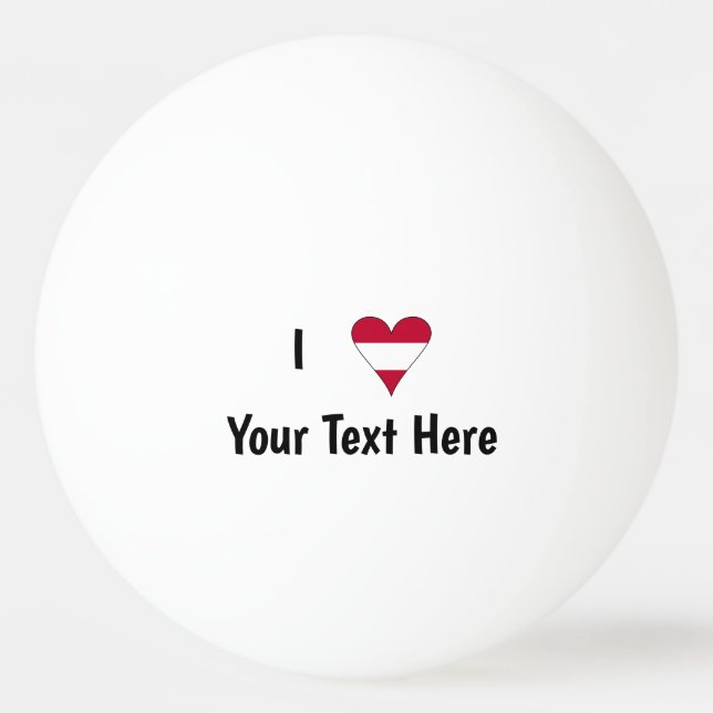 I Love (Austrian Flag Heart) Personalised  Ping Pong Ball (Front)