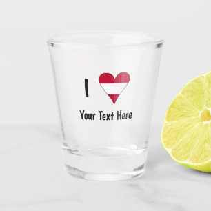I Love (Austrian Flag Heart) Personalised Shot Glass