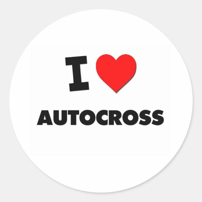 I Love Autocross Classic Round Sticker (Front)