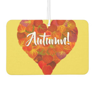 I Love Autumn, Bold—Red Aspen Leaf Heart 1 Car Air Freshener