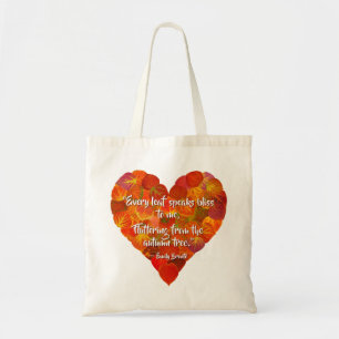 I Love Autumn—Red Aspen Leaf Heart 1, Brontë Quote Tote Bag