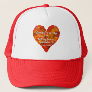 I Love Autumn—Red Aspen Leaf Heart 1, Brontë Quote Trucker Hat