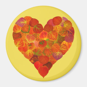 I Love Autumn, Subtle—Red Aspen Leaf Heart 1 Magnet