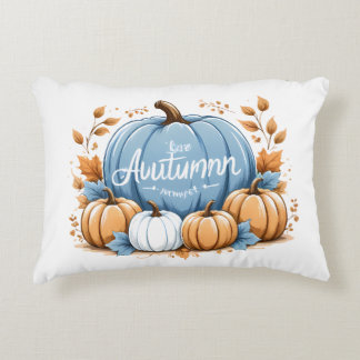 I LOVE Autumn's Dusty Blue and White Pumpkins  Decorative Cushion