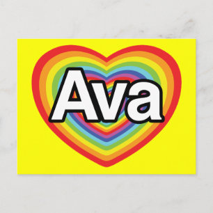 I love Ava, rainbow heart Postcard