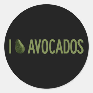 I Love Avocados Classic Round Sticker