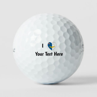 I Love (Azorean Flag Heart) Personalised  Golf Balls