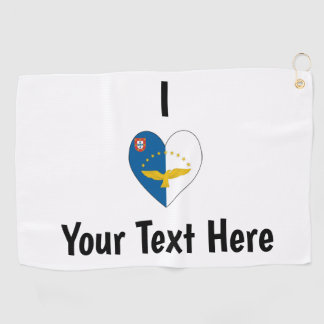 I Love (Azorean Flag Heart) Personalised  Golf Towel