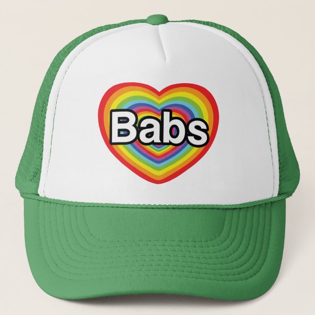 I love Babs, rainbow heart Trucker Hat (Front)