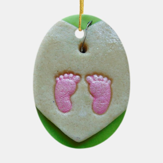 I love baby feet ceramic tree decoration (Front)