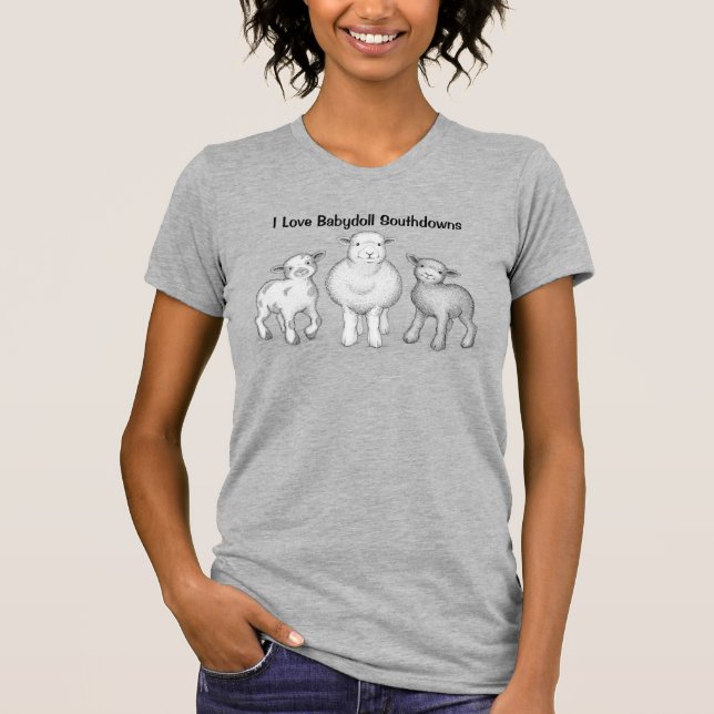 I Love Babydoll Southdown sheep tshirt (Front)
