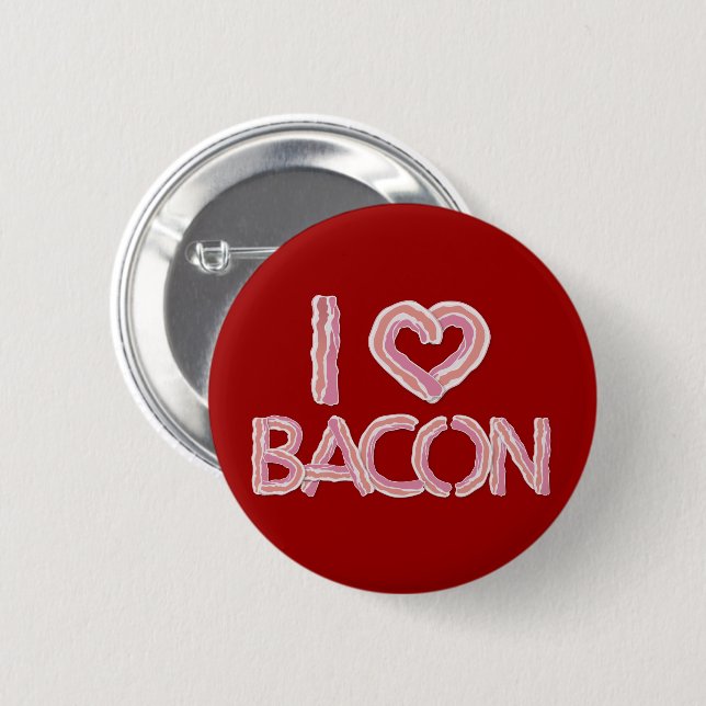 I Love Bacon 6 Cm Round Badge (Front & Back)