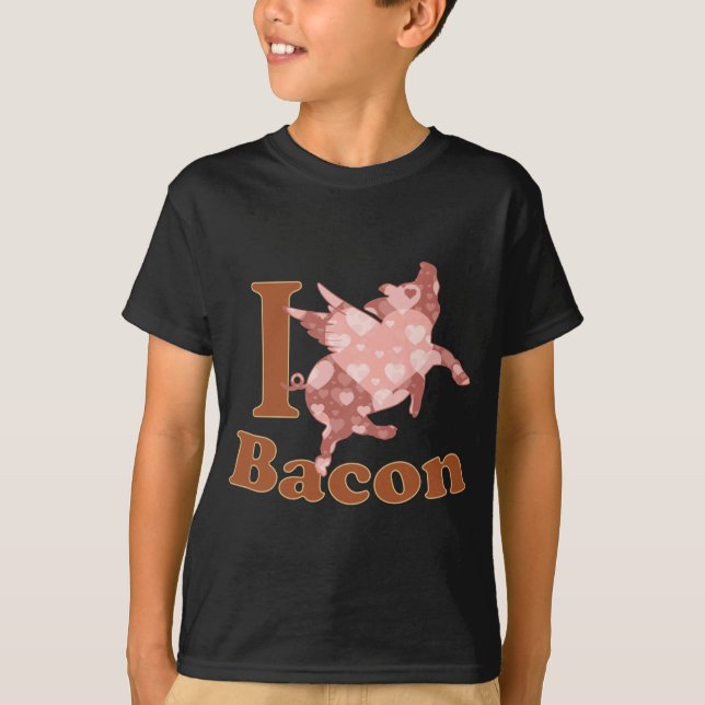 I LOVE BACON flying pig T-Shirt (Front)