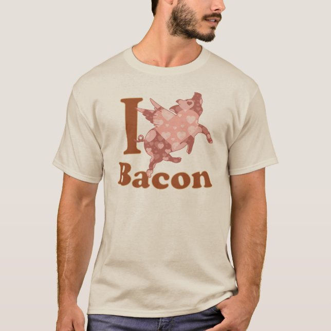 I LOVE BACON flying pig T-Shirt (Front)