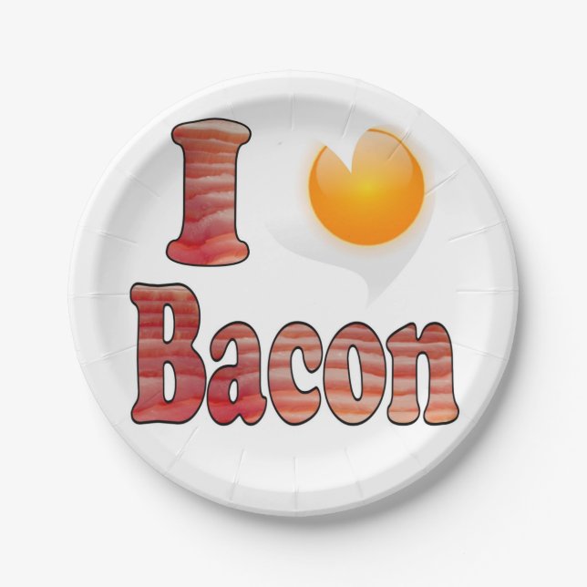 I Love Bacon Paper Plate (Front)